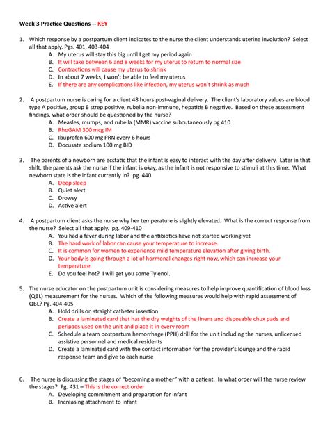 NURS 306 Week 3 Practice Questions Week 3 Practice Questions KEY