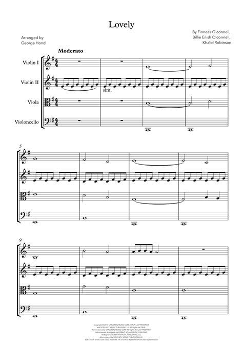 Lovely Arr George Hond By Billie Eilish Feat Khalid Sheet Music For