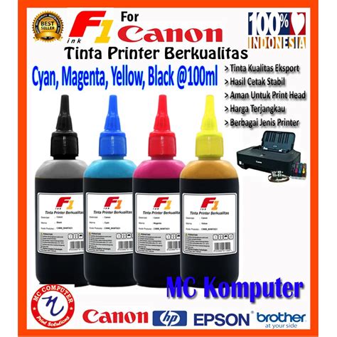 Jual Tinta Printer Canon Epson HP F1 Ink 1 Set CMYK 100ml Shopee