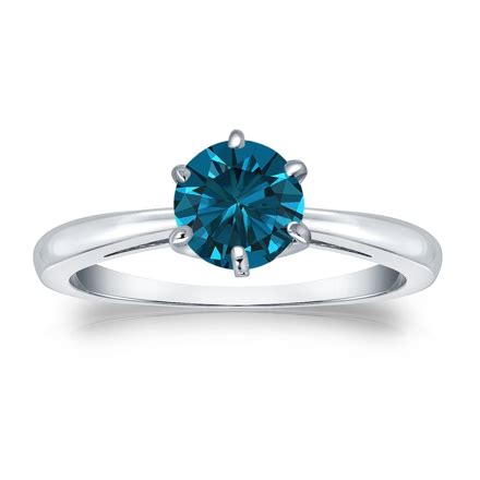 Certified Platinum 6-Prong Blue Diamond Solitaire Ring 0.75 ct. tw ...