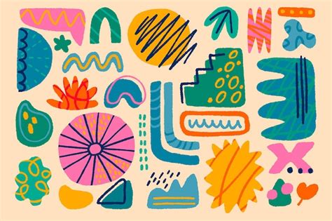 Colección de formas abstractas planas dibujadas a mano Vector Gratis