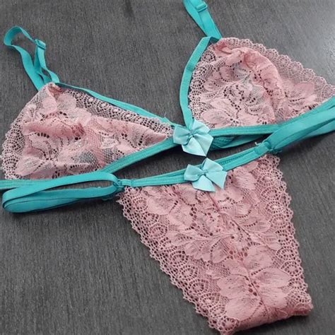 Conjunto Lingerie Sexy Calcinha Fio Sutiã Fita Em Renda MercadoLivre