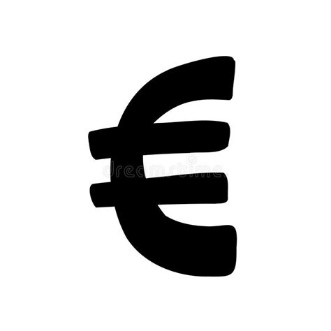 Symbol Euro Eur Currency Bold Font In Doodle Hand Drawn Style Isolated