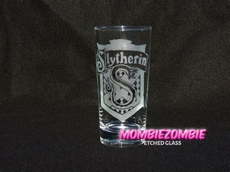 Harry Potter Slytherin Etched Glasses House By MombieZombie