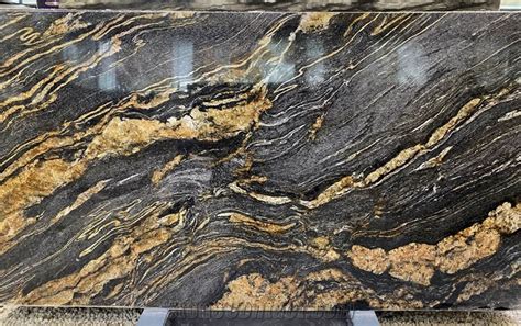 Black Fusion Granite Countertops Golden Veins From China StoneContact