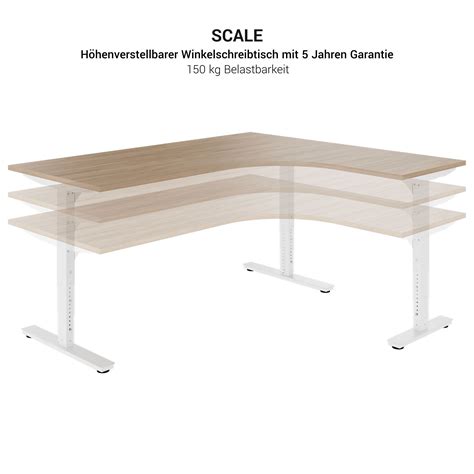 SCALE Winkel Schreibtisch 1800 x 1600 mm manuell höhenverstellbar