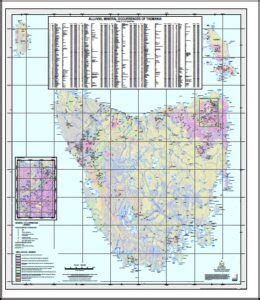 Alluvial Mineral Occurrences Of Tasmania Poster Paper And Laminated