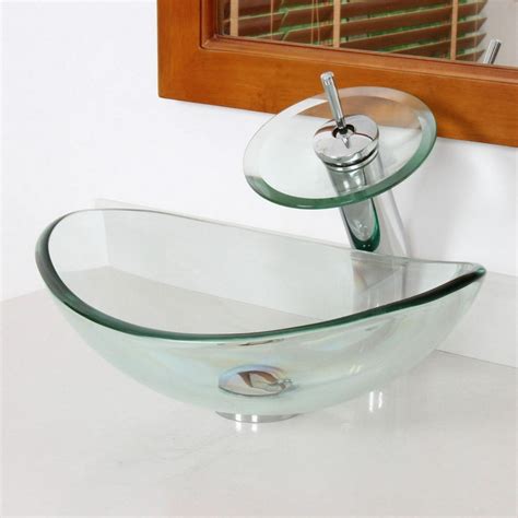 Wonline Oval Clear Tempered Glass Bathroom Vessel Sink Bowl Without