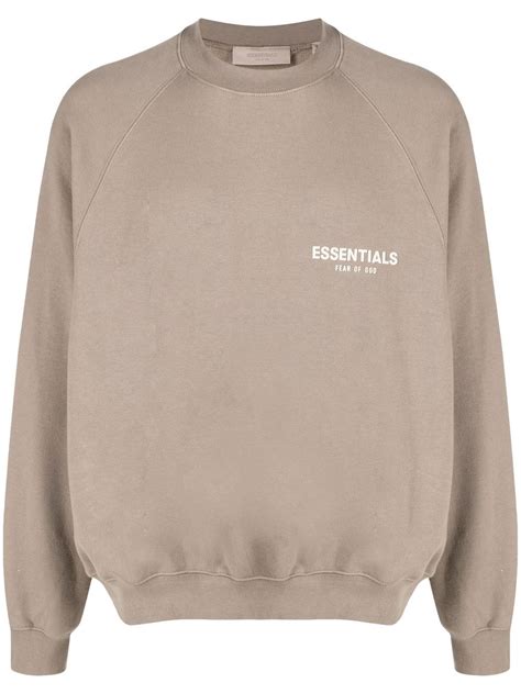 Fear Of God Essentials Crew Neck Logo Sweatshirt Farfetch