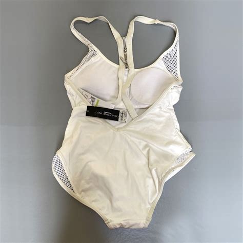 NWT Carmen Marc Valvo White Mesh Inset One Piece Monokini Swimsuit