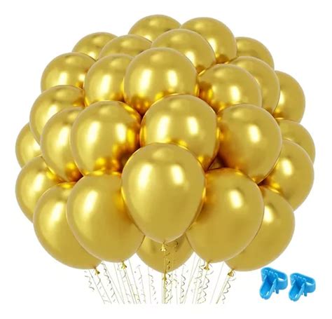 50 Globos De Látex De Metal P Fiestas Y Bodas Dorado Plata Envío Gratis