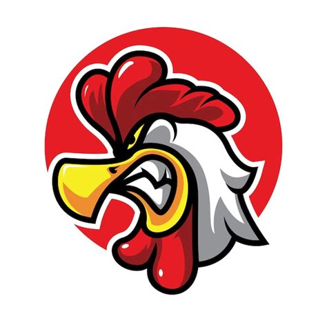 Logotipo De Cabeza De Pollo Enojado Vector Premium