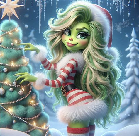 Beautiful Grinch Girl Christmas File T Shirt Design Digital Free