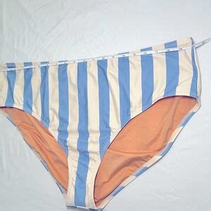 J Crew Swim Nwt J Crew Bikini Bottoms High Rise Blue And Offwhite Stripe Bathing Suit
