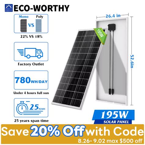 Eco Worthy 100W 200W 400W 1000W Watt Solar Panel For 44 Clark Deals