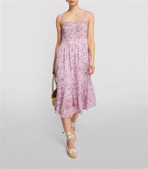 LoveShackFancy Purple Floral Tove Midi Dress Harrods UK