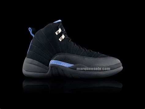 Air Jordan Xii Black White University Blue Nubuck 2009 Retro