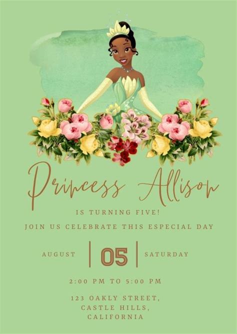 Princess Tiana In Princess Tiana Invitation Disney Princess