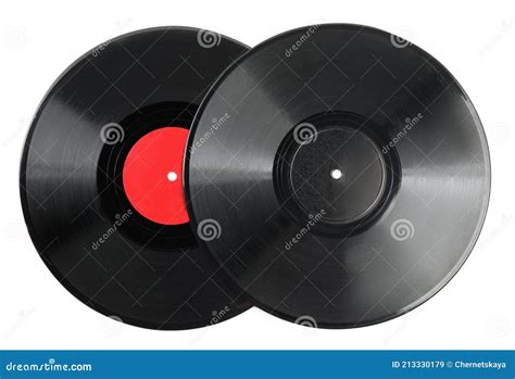 Discos De Vinilo Vintage Negro Sobre Fondo Blanco Imagen De Archivo