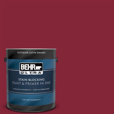 Behr Ultra Gal M Dark Crimson Satin Enamel Exterior Paint And