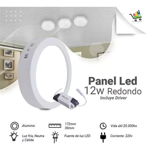 Panel Plafon W Led Aplicar Exterior Redondo Y Cuadrado En Venta En