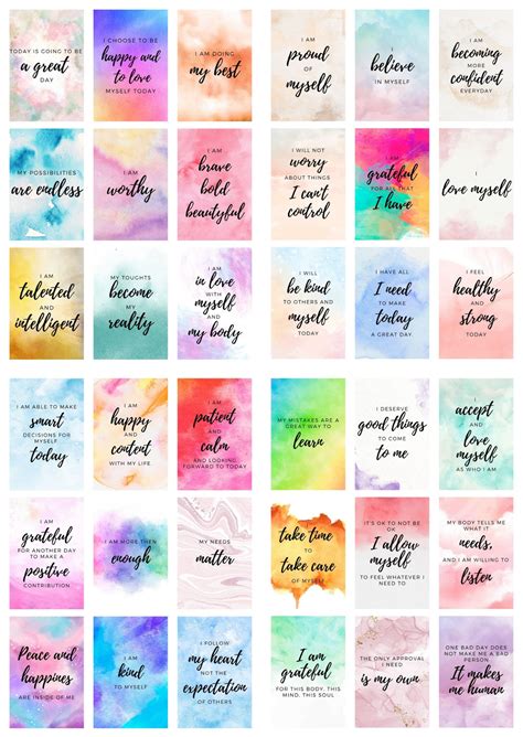 Printable Affirmation Cards Everyday Affirmation Mindfulness Etsy