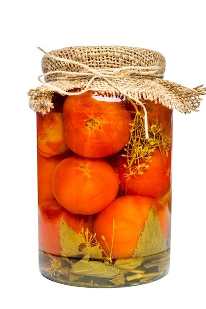 Frasco De Vidrio Con Tomates En Escabeche Con Tapa De Arpillera