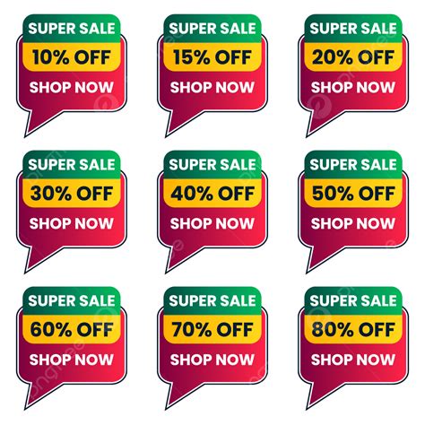 Transparent Super Sale Promotion Tag Set Shop Now Transparent Sale