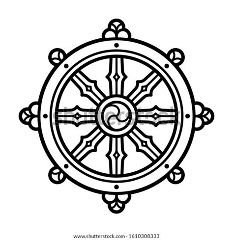 Dharmachakra Dharma Wheel Symbol Buddhism Black