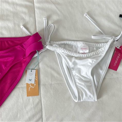 Pink And White Bikini Bottom Bundle NWT Size S Depop