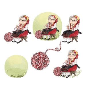 Granny March Knitting Clipart Illustration Baba Marta Clipart Bulgarian ...