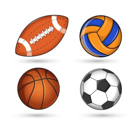 Juego De Pelotas De F Tbol Voleibol Rugby Y Baloncesto Vector Premium