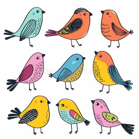Illustrated Songbirds Stock Illustrations 10 Illustrated Songbirds