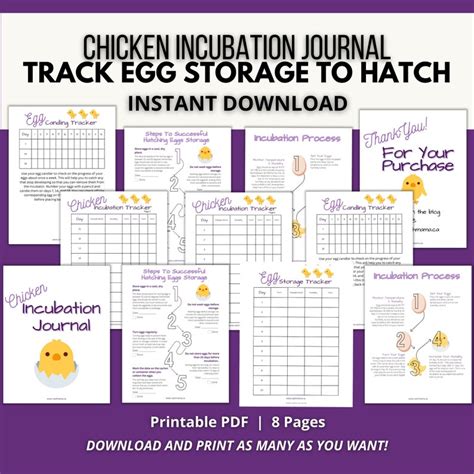 Chicken Incubation Journal Printable Hatching Tracker Backyard Flock Hatching Log Hatchery