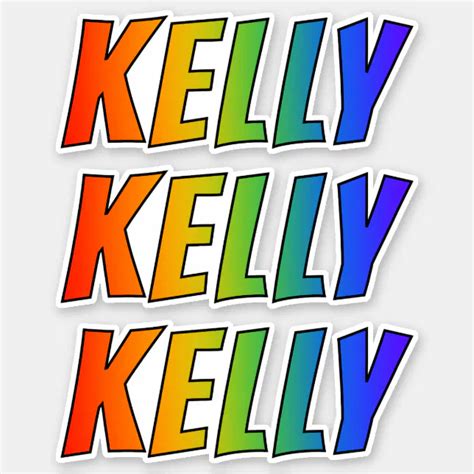 First Name Kelly W Fun Rainbow Coloring Sticker Zazzle