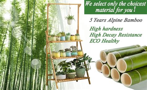 Copree Bamboo Tier Hanging Plant Stand Planter Shelves Flower Pot