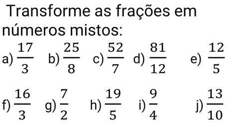 Fra Es Aula Transforma O De Fra Es Impr Prias Em N Meros Mistos