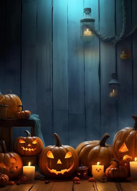 Premium Ai Image Happy Halloween Pumpkin Wallpaper With Scary Face On