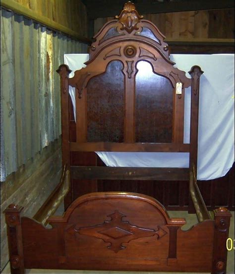 Walnut Victorian High Back Lincoln Style Bed Burl Panels Carved From Robertsantiques On Ruby Lane