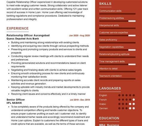 Relationship Officer CV Sample In 2025 ResumeKraft