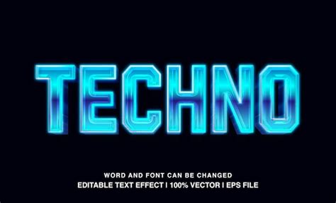 Premium Vector Editable Techno Blue Neon Futuristic Text Effect