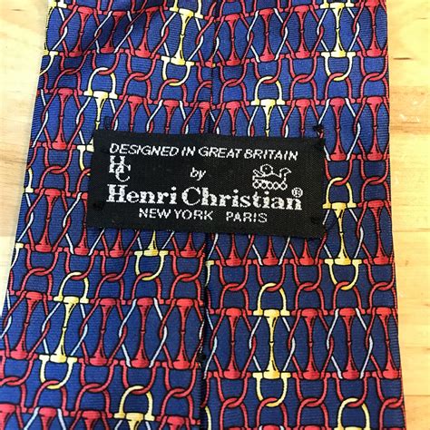 Vintage Designer Silk Tie Henri Christian Retro Blue Necktie