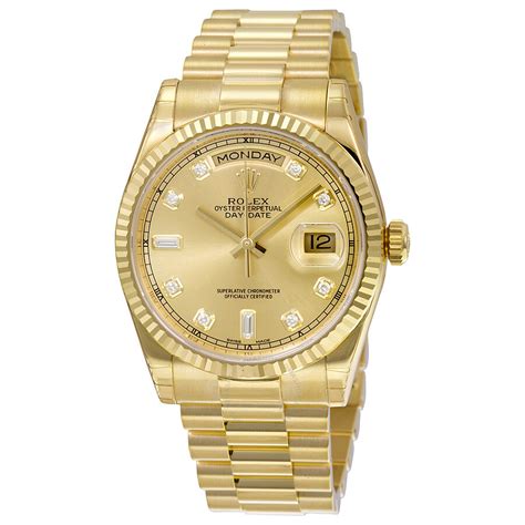 Rolex Day Date Champagne Dial 18K Yellow Gold President Automatic Men S