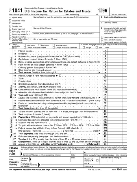 1996 Form Irs 1041 Fill Online Printable Fillable Blank Pdffiller