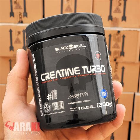 Creatina Turbo 300G Black Skull Caveira Preta Araki Suplementos