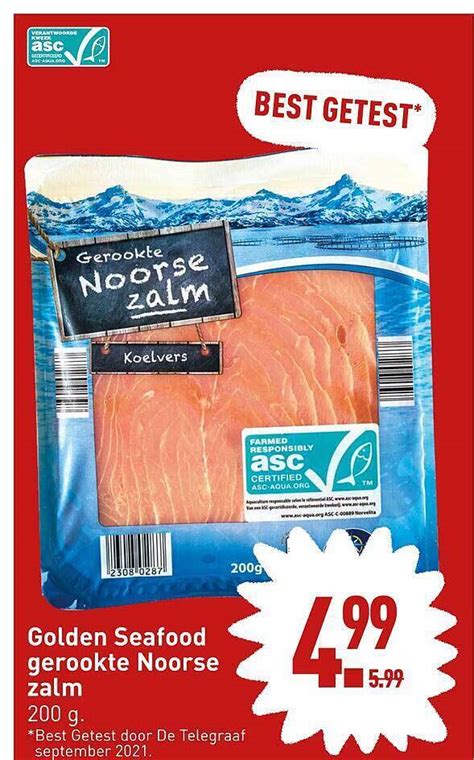 Golden Seafood Gerookte Noorse Zalm Aanbieding Bij Aldi