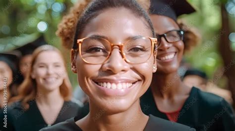 Celebrating Graduation Diverse Group Of Happy Graduates Smiling In