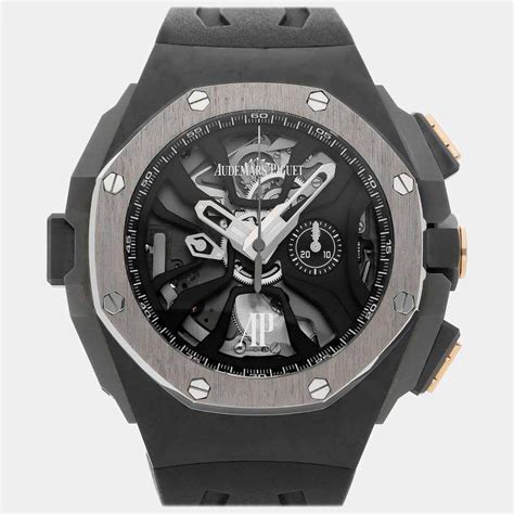 Audemars Piguet Black Carbon Fiber Royal Oak Manual Winding Mens