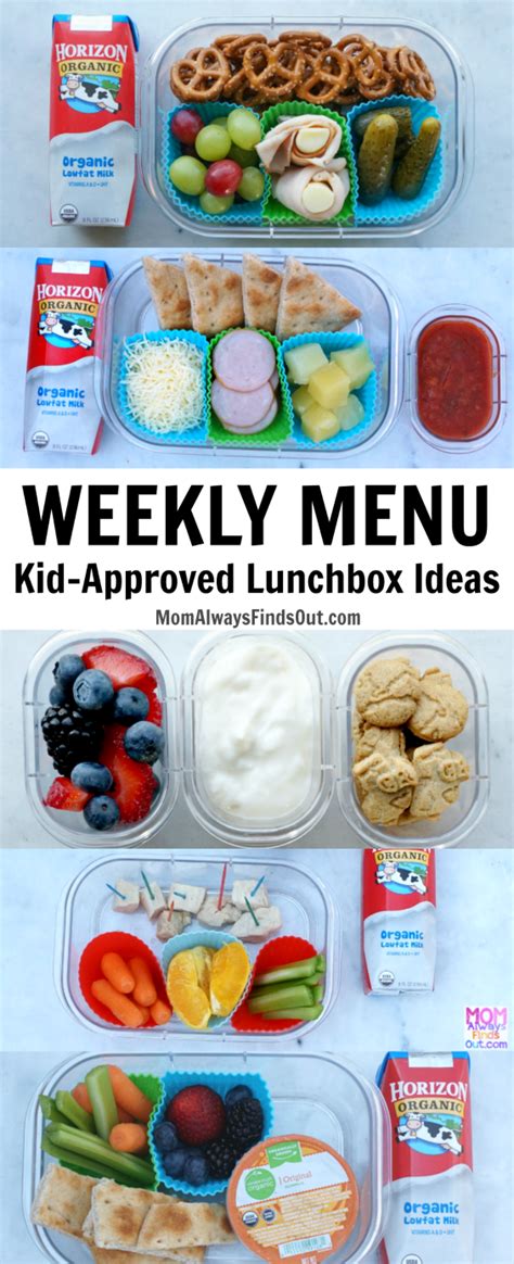 A Weekly Meal Plan For Kids School Lunch Ideas with Horizon Organic