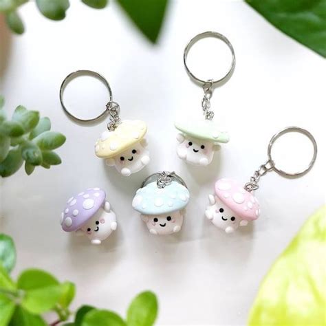 Mushroom Toadstool Keyring Keychain Charm Figurine Stitch Etsy Uk In